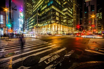 Скачать обои на рабочий стол 2048х1152 #48416 | Manhattan new york, Night  city, New york city night