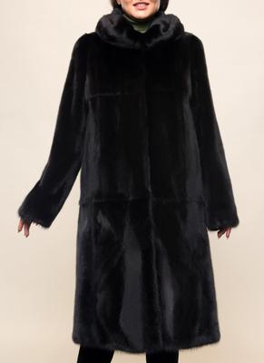 Шуба норковая с капюшоном из меха куницы - цвет фиолетовый - купить в Москве,  доставка и примерка | «Furs Studio»
