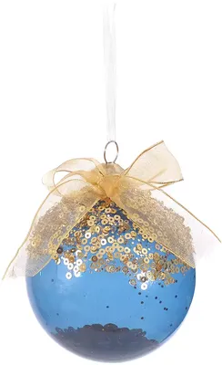 Новогодний шар 8 см стекло синий бант купить в Казани - интернет магазин  Rich Family