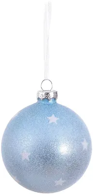 Новогодний шар 8 см стекло голубой звезды купить в Казани - интернет  магазин Rich Family