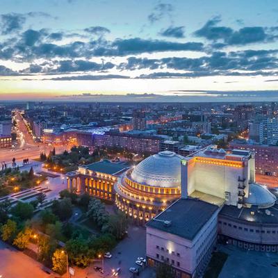 Вечерний Новосибирск. Центр города