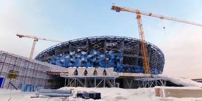 Ледовый дворец спорта «Новосибирск-Арена» остеклили зеркальным фасадом  площадью 8000 «квадратов»