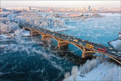 Обои для рабочего стола Зимний Красноярск фото - Раздел обоев: Виды ночных  городов