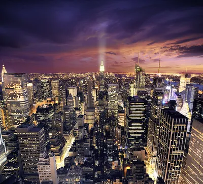 Фотообои Вид на ночной Нью Йорк купить на стену • Эко Обои