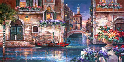 Venice Canals at Night Mural Wallpaper - Murals Your Way