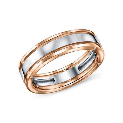 Купить Обручальное кольцо из комбинированного золота с бриллиантами  (артикул ЛТ-1-7бр/жб) в официальном интернет-магазине GRAFKOLCOV