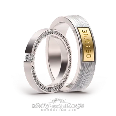 Оригинальные обручальные кольца, с датой свадьбы, золото 585 пробы в Москве,  цена 144050 руб.: купить в