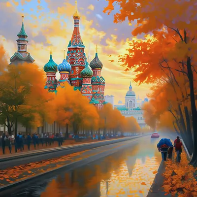 Картина маслом \"Осень в Москве\" — В интерьер