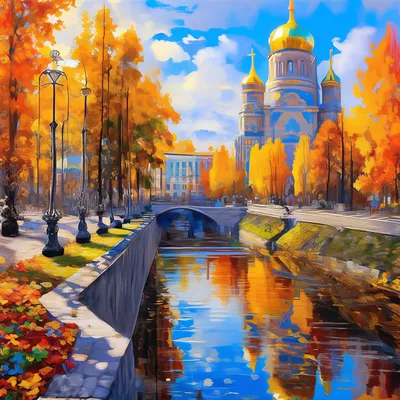 Картина маслом пейзаж Осенний лес с озером – заказать на Ярмарке Мастеров –  R0Z9GRU | Картины, Екатеринбург