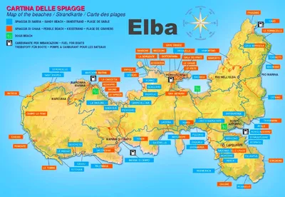 Карты Эльбы | Подробная карта острова Эльба с достопримечательностями |  Италия