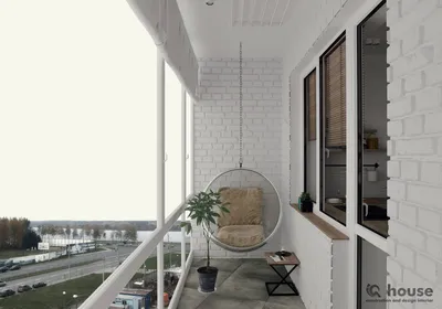 Интерьер балкона: Отделка балкона декоративным камнем, утепление, линолеум.