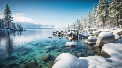 Озеро Тахо Неваде Калифорнии Панорама Изумрудного Залива Зимой стоковое  фото ©pascalegueret 330556510