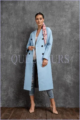 Пальто в стиле милитари из шерсти, 110 см, модель П-35, размер 42 в Москве  в интернет-магазине Queen Furs