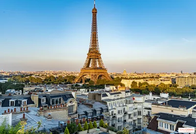 Фотообои Весна в Париже вид на Эйфелеву башню купить на стену • Эко Обои