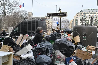 В Париже весь март почти не вывозят мусор. Фото. Работники коммунальных  служб присоединились к забастовке против пенсионной реформы