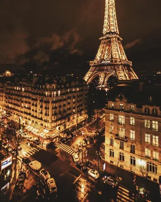 Обои на рабочий стол Вид сверху на ночной Париж / Paris (Франция / France),  обои для рабочего стола, скачать обои, обои бесплатно