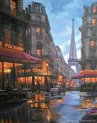 Картина маслом Городской пейзаж.Картина Париж.Картина Эйфелева башня