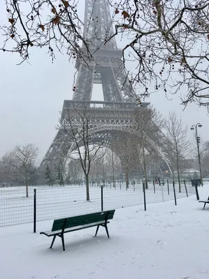 Париж. Триумфальная арка в снегу. - Фотопейзажи