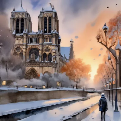 Снег в Париже. Фото достопримечательностей Парижа в снегу