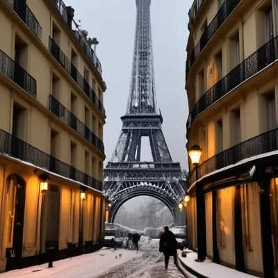 Эйфелева башня усыпана снегом.Арт. …» — создано в Шедевруме