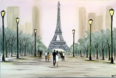 Картина Пейзаж Парижа Антуана Бланшара \"Les grands boulevards\" (Большие  бульвары Парижа), художник К. Виверс 60x90 AB201101 купить в Москве