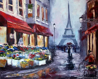 Картина маслом \"Улица Парижа\" — В интерьер