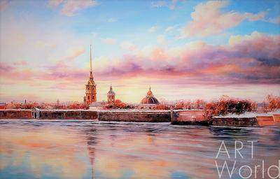 Картина Городской пейзаж \"Розовый рассвет Санкт-Петербурга\" 60x90 AR170512  купить в Москве