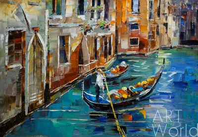 Городской пейзаж - \"Цветочная Венеция\" 50см х 70см холст/масло. Картина  Грохотовой Светланы
