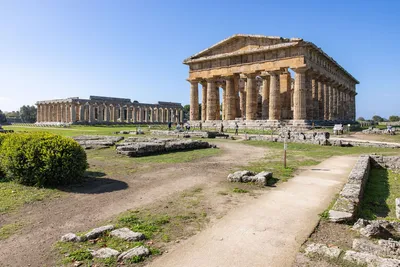 Paestum was a major ancient Greek city on the coast of the Tyrrhenian Sea  in Magna Graecia (southern..., Stock Photo, Picture And Rights Managed  Image. Pic. ZH5-2751789 | agefotostock