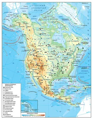 Северная Америка. Физическая карта - Части света - Каталог | Каталог  векторных карт