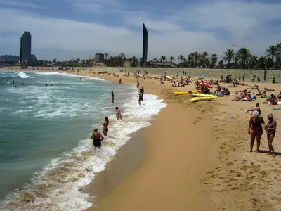 People at Platja Del Bogatell Beach, in Barcelona, Spain Editorial  Photography - Image of mediterranean, leisure: 74184932