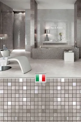 Керамическая плитка мелкая мозаика на стену в ванную комнату, квадраты  блестящая, Италия