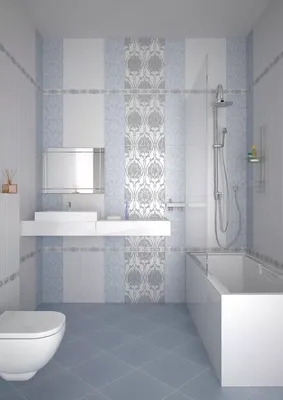 Дизайн ванной комнаты с синей плиткой и керамогранитом | www.royalstone.ru  | Дзен