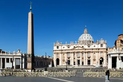 Старинная европейская гравюра - Площадь Святого Петра в Риме