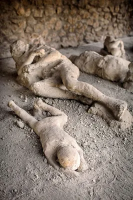Гипсовые отливки тел жертв извержения Везувия 79 г. Помпеи.