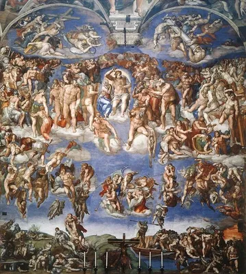 Микеланджело Буонарроти - Частичный вид на потолочные фрески Сикстинской  капеллы, 1508: Описание произведения | Артхив
