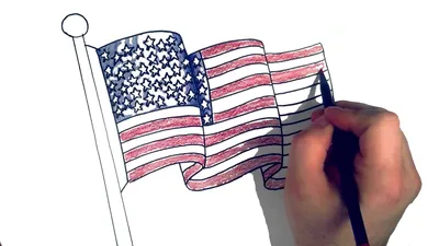 Флаг сша рука держит национальный флаг соединенных штатов америки векторная  карикатура | Премиум векторы