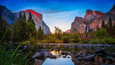 Фотография Йеллоустон США скале Природа Водопады Пейзаж картина