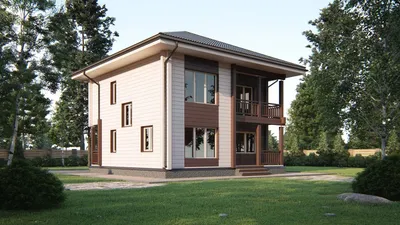 Двухэтажный дом в современном стиле с фото