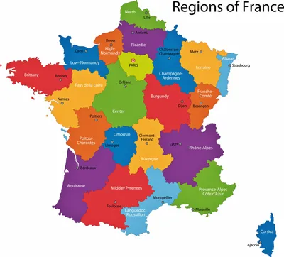 Карта вектора Франции с провинциями и крупными городами Иллюстрация вектора  - иллюстрации насчитывающей карта, взгляд: 117840125