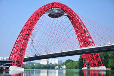 Конструкция вантового Живописного моста: арка, смотровая площадка, ресторан,  ЗАГС