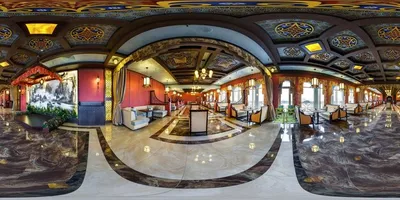 360° view of MINSK, BELARUS - DECEMBER 28, 2016: Panorama in interior elite  restaurant covered tables. Full spherical 360 by 180 degrees seamless  panorama in equir - Alamy
