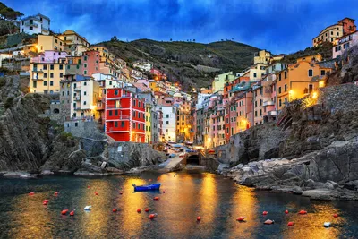 Village of Riomaggiore, Cinque Terre. Riomaggiore, Italy. Front wiev. Stock  Photo | Adobe Stock