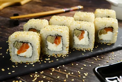 🍣 Ролл \"Аляска\" из ресторана Пряности и Радости – фото, вес, цена