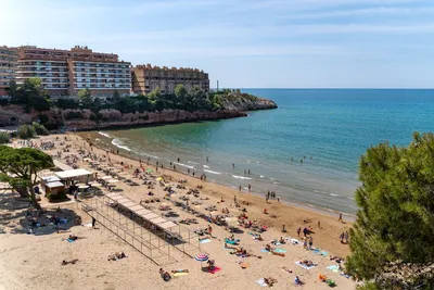 Crowded Beach in Salou, Spain Editorial Image - Image of full, seaside:  97666900