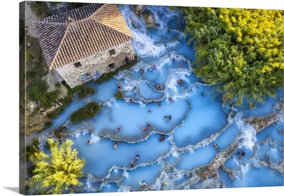 The famous ancient hot springs of Saturnia terme in Tuscany, Italy stock  photo