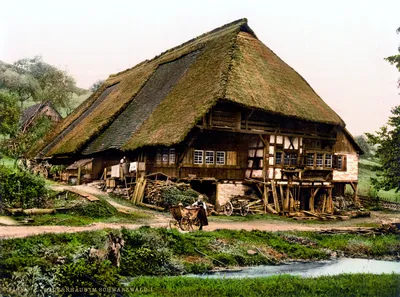 Сельский дом в Германии, подкрашиванном изображении Стоковое Фото -  изображение насчитывающей трава, путь: 41237310