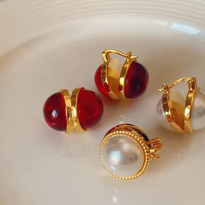 Купить Круглые серьги с бриллиантами цвета любви, европейские модные  французские винтажные серьги оптом | Joom