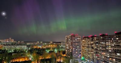 Северное сияние в Москве фото фотографии