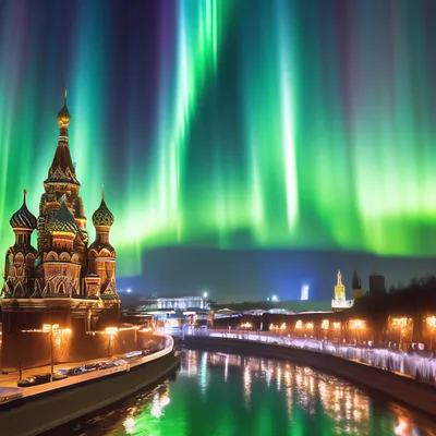 Северное сияние в Москве 5089 год, …» — создано в Шедевруме